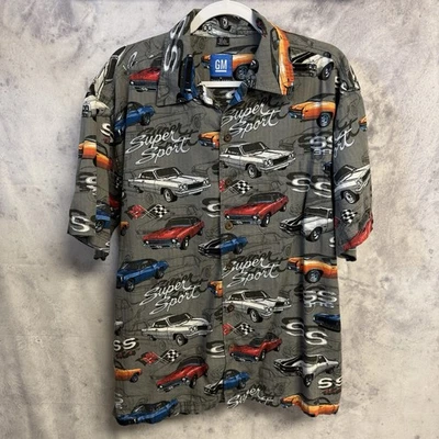David Carey Shirt Mens L 23x28.5 Cars GM Camp Aloha Hawaiian AOP Super Sport - Image 1 of 4