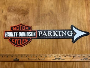 Harley Davidson PARKING Arrow ~ Cast Iron Wall Sign ~ Garage ~ Man Cave - Picture 1 of 2
