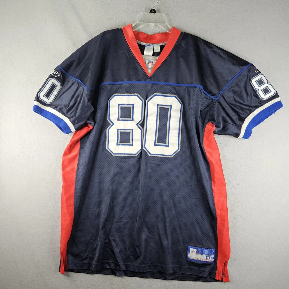Camiseta de fútbol americano Buffalo Bills para hombre 58 azul marino rojo NFL Reebok Eric Moulds 80 Foto 1 de 4