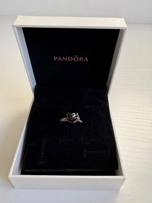 Genuine Pandora Black Onyx Ring Hallmarked & Boxed — 第 1/4 张图片