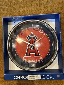 LOS ANGELES ANGELS LOGO 12" CHROME ROUND WALL CLOCK NEW WINCRAFT ⚾ - Picture 1 of 2