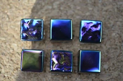Set of 6 colorful glass tile pushpins / thumbtacks or magnets. Cute and fun! - Image 1 of 4