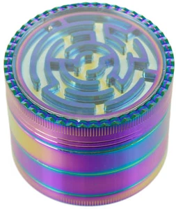 2.45" Maze Top 4 Piece Grinder Herb Spice Crusher Rainbow Color 150 - Picture 1 of 3