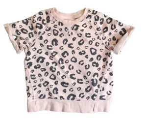 Little girl's size 4T Art Class Leopard Neutral Print Short-Sleeved Sweatshirt - Picture 1 of 5