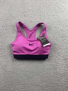 NEW Nike DriFit Sports Bra Women Size XS Pink Black Medium Support Racerback $35 - Picture 1 of 10