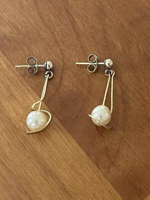 Preowned Pearl Drop Earrings Gold Filled  - Image 1 of 4