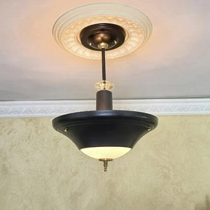 645c Vintage antique Diner ceiling light lamp chandelier pendant  30's  40's - Picture 1 of 6