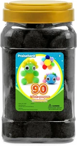 Praisebank schwarze Bommeln, 90 Stück, 1,5 Zoll/4 cm, Bommeln für Kunsthandwerk, Bommel - Bild 1 von 12