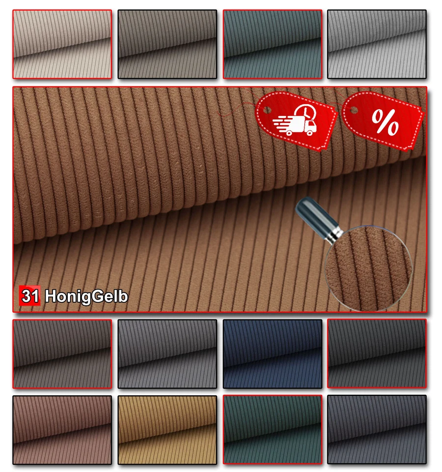 Polsterstoff ONTARIO Cordoptik Möbelstoff Stoff Cord Breitcord Bezugsstoff - Bild 1 von 1