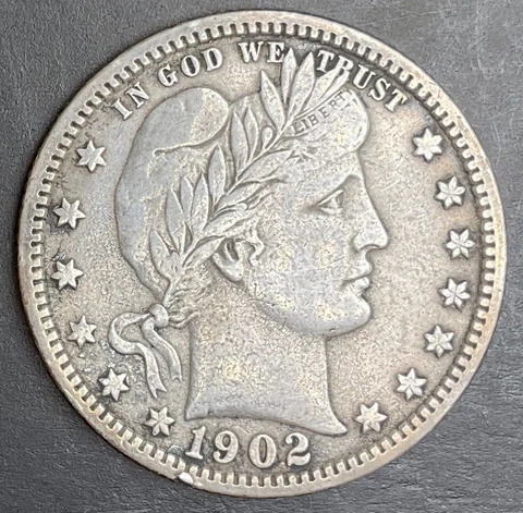 1902-P Barber Quarter Very Nice High Grade Silver Tougher Date m17 Cover