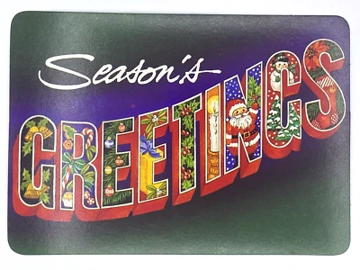 Tarjeta Postal Vintage Años 80 Temporada Saludos Tipografía Navidad SIN USAR Foto 1 de 2