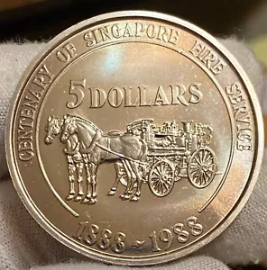 1888-1988 SINGAPORE $5 "CENTENARY SINGAPORE FIRE SERVICE" ~ BU - Picture 1 of 3