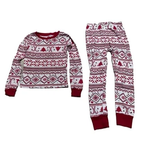 PJ Place Red And White Candy Cane Fair Isle Long Sleeve Pajama Set Size 6 - Picture 1 of 10