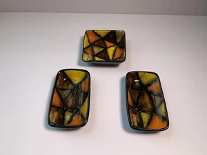 3 Vintage Aldo Londi Bitossi Vetrata MCM Mid Century Pottery Ashtrays Italy - Picture 1 of 10