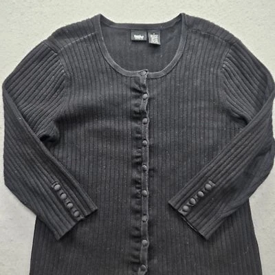 Sudadera para mujer Mossimo mediana negra frontal botones completos manga larga Foto 1 de 4