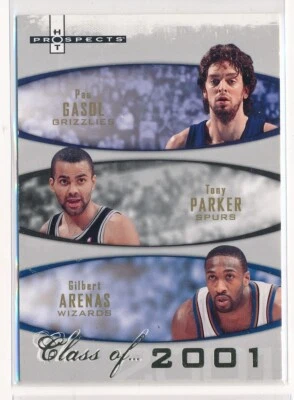 Fleer Hot Prospects Class of/2001 2007 Pau Gasol Tony Parker Gilbert Arenas Salón de la fama Foto 1 de 2