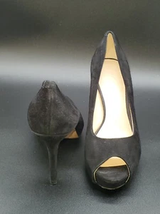 Scarpe con tacco alto Nine West donna in camoscio nero tinta unita punta aperta plateau misura:5,5 - Foto 1 di 9