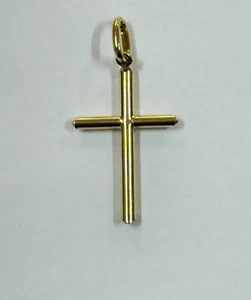 10K SOLID YELLOW GOLD CROSS PENDENT 0.9G - Picture 1 of 1