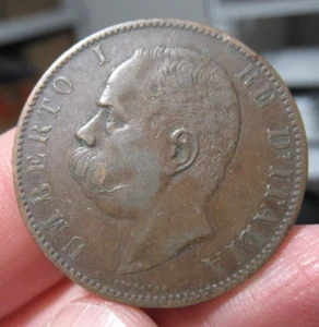1894-R Italy 10 Centesimi Old Copper Coin - Picture 1 of 5