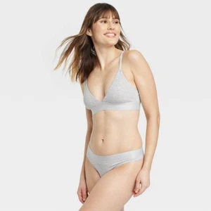 Women's Cotton Stretch Thong - Auden Gray S - Picture 1 of 1