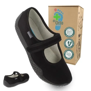 Bailarinas de mujer zapatos de terapia zapatos de vendaje zapatos especiales negros Rawlinna - Imagen 1 de 11