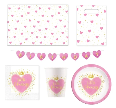 Little Princess Party Tableware Decorations Plates Cups Napkins Tablecover Girls - Image 1 of 4
