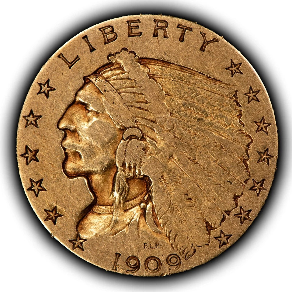 1909 G$2.50 Indian Head Gold Quarter Eagle - Authentic US Coin - SKU-G5794 - Image 1 of 4