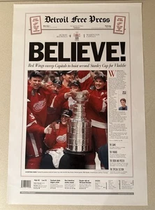 1998 Detroit Free Press Believe Poster Stanley Cup Detroit Red Wings 16" x 24" - Picture 1 of 5