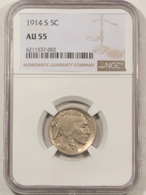 1914-S BUFFALO NICKEL - NGC AU-55 - Image 1 of 3