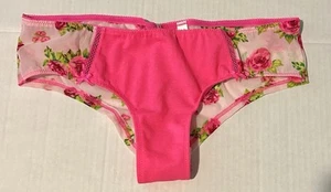 Vtg Victoria's Secret PINK Cotton Floral Mesh Low Rise Hipster Panties M 2012 - Picture 1 of 7