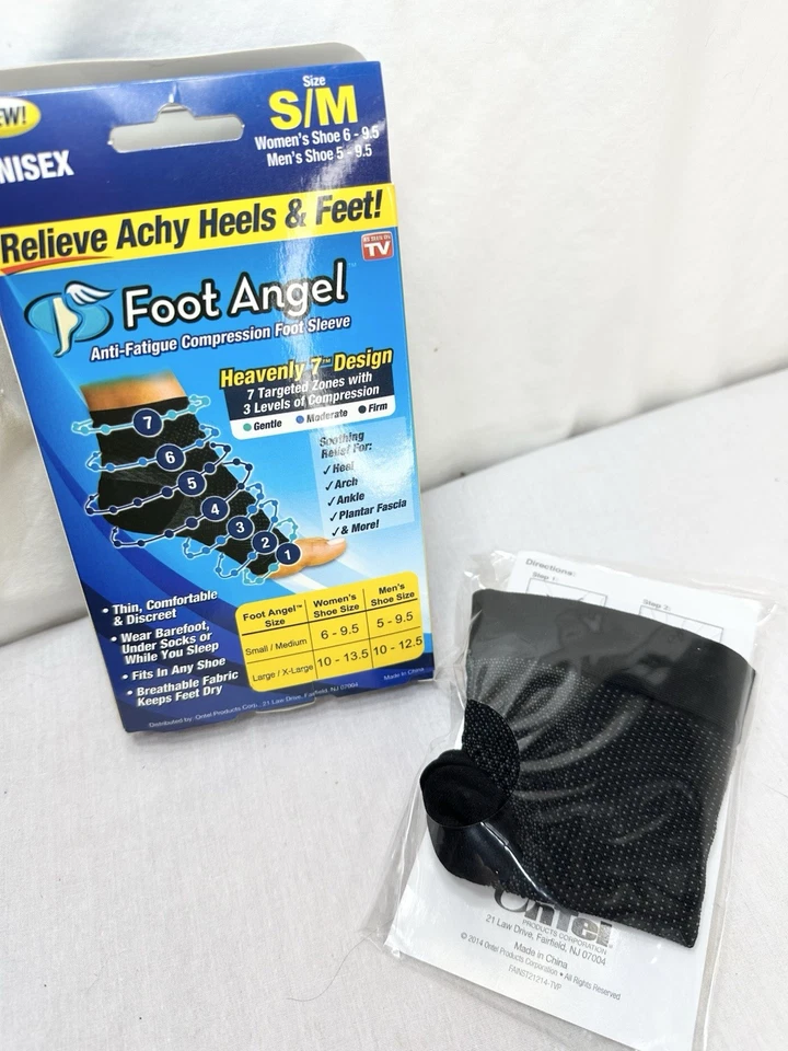 Foot Angel Anti-Fatigue Compression Foot Sleeve Sock Size S/M Slip On Black FrSh - Image 1 of 4