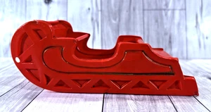 Vintage Japan 6,5" Zelluloid roter Weihnachtsschlitten mit Goldrand und Origin Aufkleber - Bild 1 von 14