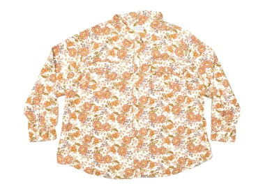 Top para mujer Joan Rivers talla grande 2X floral de algodón con botones Foto 1 de 4