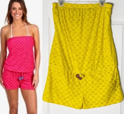 MARC JACOBS Traje de baño Amarillo Terciopelo Logo Cubrimiento Playa Mameluco con Estante Sujetador GRANDE Foto 1 de 4