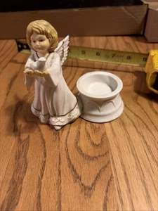 Keramik - Engel mit Taube - Kerzenhalter - - Bild 1 von 11