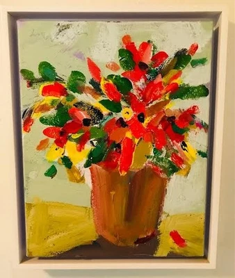 JIM WAGNER TAOS ARTIST • still life of flowers  • original painting on canvas - Image 1 of 4