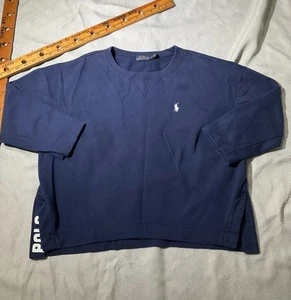 Sudadera Lauren Ralph Lauren Mujer Mediana Azul Recortada Pullover Spellout - Imagen 1 de 14