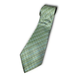Suits & Blazers New 100% Silk Tie Made in USA Green w/Blue-Green Crosshatch - Picture 1 of 6