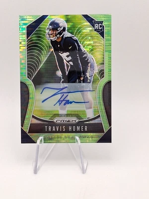 2019 Panini Prizm Green Pulsar Prizm #340 Travis Homer RC AUTO - Image 1 of 2