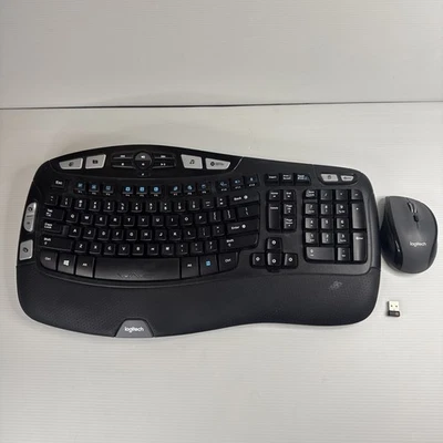 Logitech K350 Comfort Wave Ergonomic Wireless Keyboard With USB Dongle & Mouse - Image 1 of 4