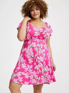 Mini Vestido Torrid Manga Acampanada Rosa Floral Nuevo con Etiquetas Nuevo 2X - Imagen 1 de 11