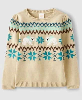 Suéter Gymboree Niñas 6 Bronceado (canoa) Apliques Oso Polar Fairisle Nuevo con Etiquetas Nórdico Foto 1 de 4