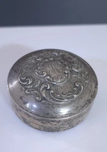 Antique Gorham 1880s Sterling Silver Repousse Round Trinket Box - Picture 1 of 8
