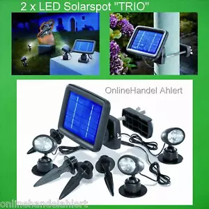 2x LED Solar Gartenleuchte Solarleuchte Solarstrahler Gartenstrahler Solarlampe - Bild 1 von 9