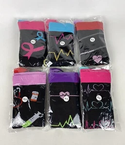6er Pack Krankenschwester Kompressionsstrümpfe kniehoch schwarz mit Design Small/Medium Neu! - Bild 1 von 10