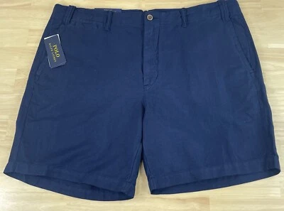 Polo Ralph Lauren прямой крой льняной смеси темно-синий шорты - мужской размер 38 - новый с Ярлыками $89 - Изображение 1 из 4