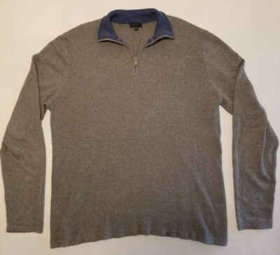Мужской пуловер Zachary Prell L вязаный хлопок и кашемир свитер 1/4 на молнии серый  - Изображение 1 из 4