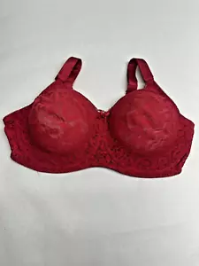 Bali Plus Size Red All Over Lace Underwire Bra Size 40D - Picture 1 of 4