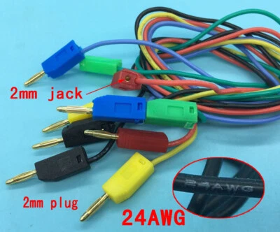 Cable de silicona doble enchufe banana dorado de 2 mm para probar cables sondas medidor de instrumentos - Imagen 1 de 4