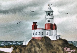 ORIGINAL AQUARELL - Skerries Leuchtturm, Wales - Bild 1 von 1